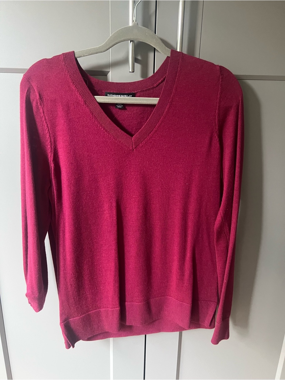Katherine Barclay Fuchsia V-Neck Sweater